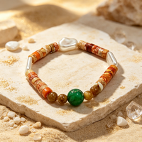 Bracelets de guérison faits à la main de 17 cm, unisexes, colorés, en pierre d'empereur teinte, bracelets à perles tendance, pierres naturelles, bracelets raffinés, cadeau