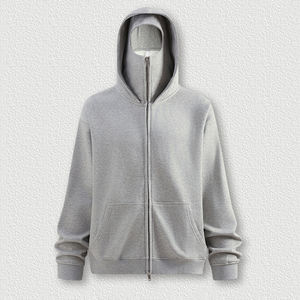 Custom Unisex Solid <b>Hoodie</b> Cotton Polyester <b>Oversized</b> Zip Embroidered Heavyweight 340G <b>Fleece</b> Hooded Winter Men - Product Image 4