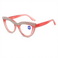 Nouvelles lunettes pour femmes, monture carrée pleine, style européen et américain, personnalisées, faites à la main, avec diamants incrustés, verres PC anti-lumière bleue, effet œil de chat