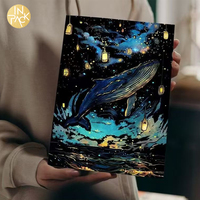 Dalam paket grosir kartu kertas gores Noctilucent kedatangan baru tema dunia laut Kit lukisan seni pelangi untuk dewasa dengan pena