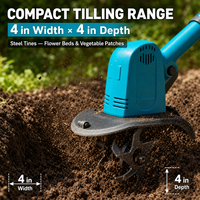 Motoculteur sans fil 2-en-1 20V, rotoculteur de jardin portatif avec tige extensible, léger (4,9 lb) pour le désherbage