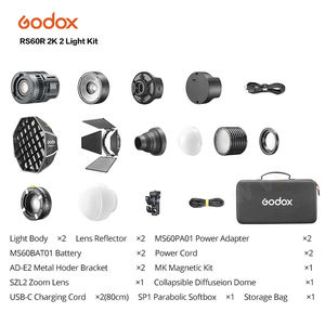 Kit d'éclairage Godox RS60R 2K 2 lumières 60W LED RVB couleur 1800 10000K 14 effets pour tournage de films/vidéos et production de diffusion - Product Image 6