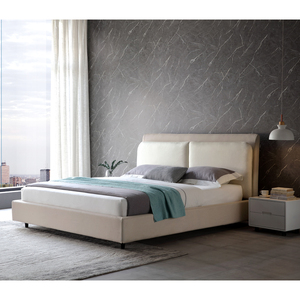 Moderno comodo <span class=keywords><strong>letto</strong></span> King-Size con testiera in <span class=keywords><strong>tessuto</strong></span> morbido <span class=keywords><strong>per</strong></span> camera da <span class=keywords><strong>letto</strong></span> massello in legno di quercia e metallo <span class=keywords><strong>per</strong></span> uso domestico - Product Image 1