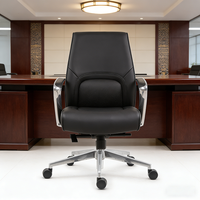 Chaise de bureau exécutive à dossier moyen en cuir, pivotante et ergonomique, mobilier de bureau, ensemble bureau et chaise pour ordinateur