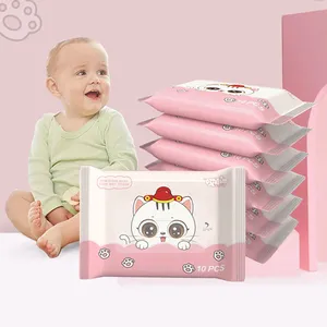 Toallitas húmedas de algodón orgánico para bebés, toallitas húmedas limpiadoras personalizadas, 10 unidades