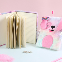 Cuaderno de diario A5 con funda de felpa suave para niños personalizado con bolígrafo cuaderno diario de dibujos animados bonito al por mayor para niñas