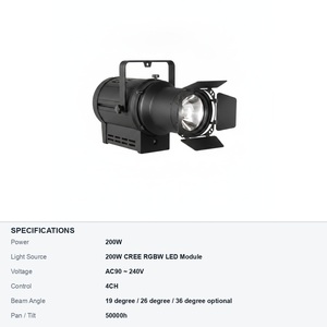 Proyector LED de perfil 200W RGBW DMX512 Leko Spotlight 19 26 36 Beam Personalizado OEM Directo de Fábrica - Product Image 6