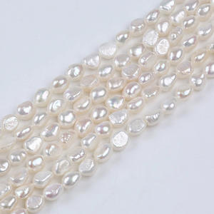 สร้อยคอมุกน้ำจืดธรรมชาติสีขาว ขนาด 8-9 มม. แบบกึ่งสำเร็จรูป ร้อยเชือก รูตรงสองด้าน สำหรับงาน DIY เครื่องประดับ ขายส่ง - Product Image 5