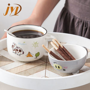 Desain Baru Lucu Hewan Porselen Mangkuk Saji Saus Kari Makanan Penutup Mangkuk Keramik dengan Sendok - Product Image 4