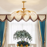 Lustre créatif en laiton français en forme de feuille de palmier pour chambre à coucher, salle à manger, salon, lustre en cuivre