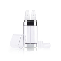 Fond de teint liquide à double chambre, emballage cosmétique, double tube comme pompe à lotion en plastique, vaporisateur de brouillard avec double tête de pompe