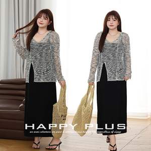 ชุดเดรสทรงเอไลน์แฮปปี้พลัสสีเทา คอวี แบบอสมมาตร ชุดลำลองสำหรับผู้หญิงไซส์พลัส N8953 - Product Image 5