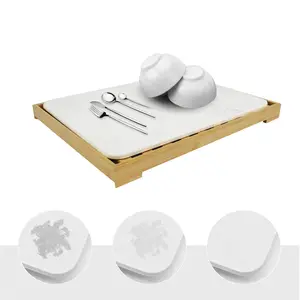 New Diatomite Quick Dish Drying Rack Absorbent Mat Tray Stone Dish Drying Mats with Bamboo Rack Dish Pad for Kitchen Counter