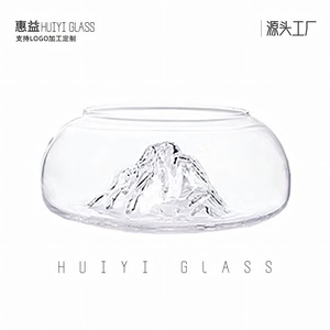 Huiyi Glass <b>Mini</b> Iceberg <b>Fish</b> <b>Tank</b> Round Thickened Glass Ecological Ornament For Office Home Aquarium - Product Image 5