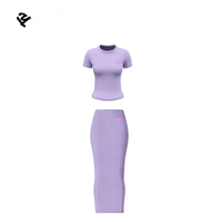 Ensemble 2 pièces t-shirt et jupe longue personnalisés pour femmes ensembles de robe mi-longue en coton pour femmes ensemble de vêtements de détente
