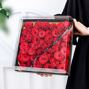 Wholesale High-end Bronzing Transparent Square Flower Box Decoration Flower Gift Box Packaging
