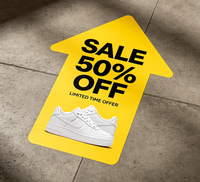 Autocollant de sol robuste antidérapant en PVC, impression personnalisée du logo pour la promotion en magasin, centre commercial, signalétique directionnelle
