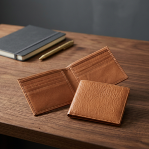 <b>For</b> Camel Leather <b>RFID</b> Blocking Short Open Closure Fashion Billfold <b>Wallet</b> - Product Image 3