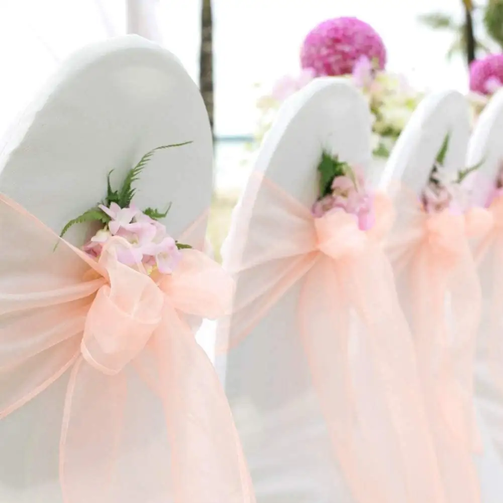 結婚式の宴会パーティーの装飾のためのオーガンザチェアサッシュ椅子蝶ネクタイ椅子