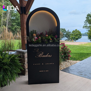 Fondo de Boda Moderno de PVC Acrílico Negro LEDA, Letrero de Bienvenida, Pared de Tamaño Personalizado, Caja de Flores para Fiestas, Decoración para Eventos con Cabina de Fotos - Product Image 1