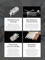 Acoplador Ethernet RJ45 Chapado en Oro de Primera Calidad, Hembra, Cat7/Cat6/Cat5/Cat5e, Cable de Red con Montaje en PCB