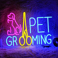 Enseigne néon ouverte pour toilettage d'animaux, lumière LED néon personnalisée, décoration murale pour animalerie, salon de toilettage, enseigne de magasin, luminosité réglable