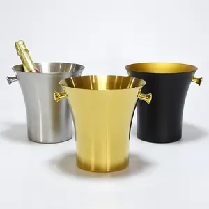 Tùy Chỉnh Thép Không Gỉ 5 L Rượu Vang Đỏ Rượu Sâm Banh Mát Màu Đen 8L Trang Trại Tin Brass Sang Trọng Kim Loại Bạc Xô Đá