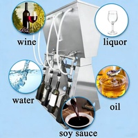 Machine de remplissage de liquides à gravité à 4 têtes, petite machine de remplissage de bouteilles, pompe de remplissage de liquides pour vin, whisky, eau, jus, liqueur