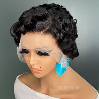 Perruque frontale transparente 13x4 en cheveux humains vierges Remy 100% naturels, style Chioma Pixie bouclé ondulé, pour femmes noires