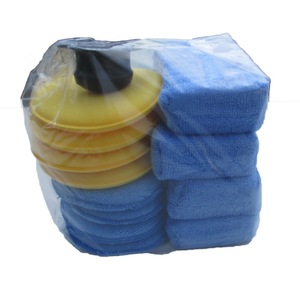 Car Wash <b>Sponge</b> Set 13 Piece Circular Blue Yellow Polishing Waxing Detailing Cleaning <b>Sponge</b> <b>Handles</b> - Product Image 1