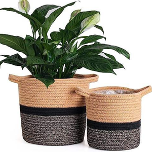 Cesta de Almacenamiento Plegable de Cuerda de Algodón Tejida, Ecológica, Organizador Decorativo Suave para el Hogar - Product Image 2