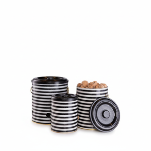Triple Metal <b>Bin</b> Set for Potato Onion and Garlic (3 Pcs) Black and White Line Pattern Line Design - Product Image 2