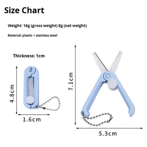 Industrial Simple Mini Portable Foldable Scissors Paper-Cutting <strong>Hand</strong> <strong>Tool</strong> with Round Tip and Retractable Keychain Pendant - Product Image 2