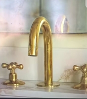 Robinet de lavabo en laiton à trois trous pour lavabo de bureau en cuivre européen, mitigeur chaud et froid