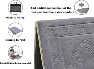 Islamic Foldable Prayer <b>Mat</b> for <b>Muslims</b> with Comfortable Backrest for Travel Use - Product Image 2
