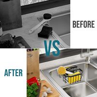 Support multifonctionnel pour éponges de cuisine Cedar Space avec ventouse puissante en aluminium antirouille pour brosses et éponges à vaisselle