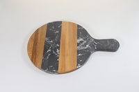 Planche à découper rectangulaire en marbre et bois d'acacia, épaisseur 1,3 cm, plateau de service naturel avec poignée, ustensile de cuisine pour découper le fromage, directement de l'usine