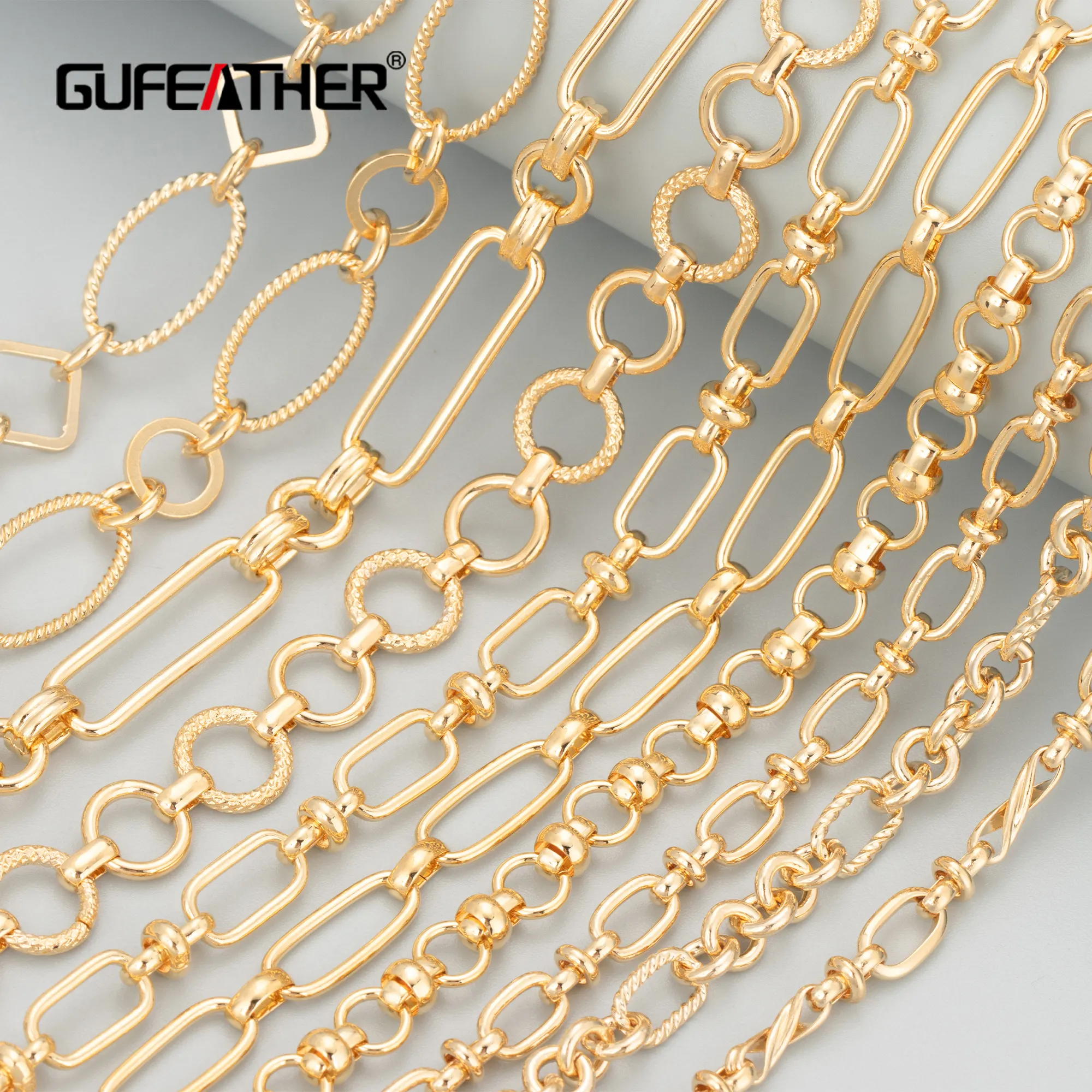 C54 diy chain,jewelry accessories,pass REACH,nickel free,18k gold plated,copper,necklace making,1m/lot