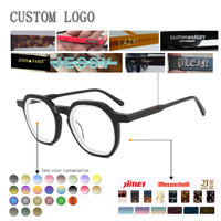 Montures de lunettes en acétate, monture optique ronde, bicolore, monture intégrale, unisexe, usage quotidien