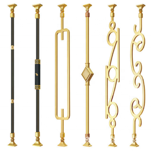 Fournisseurs de premier plan, rampes d'escalier en aluminium de couleur laiton, designs modernes, rampes d'escalier en fer forgé plaquées or de luxe - Product Image 3