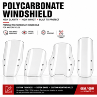 Pare-brise de moto personnalisé en polycarbonate transparent, pare-brise PC, fabrication OEM ODM, thermoformage, usinage CNC, résistant aux UV, fabricant