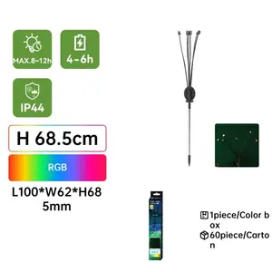 Luz LED solar ambiental RGB para jardín, acero inoxidable, ideal para iluminar césped y decorar espacios exteriores. - Product Image 3