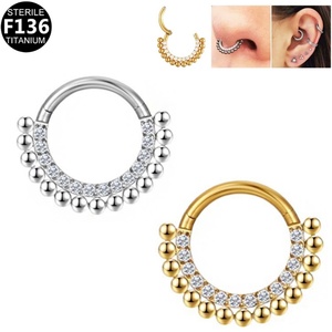Gaby New ASTM F136 Titanium Nose Ring Cartilage <b>Earrings</b> Piercing Jewelry <b>Daith</b> Hoop Hinged Segment G23 Fashion Body Jewelry CZ - Product Image 1