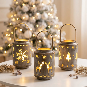 Wholesale Handmade Durable <b>Christmas</b> Style Metal Votive Candle Holders for Home Tabletop and Hanging Decorations - Product Image 1