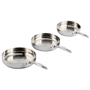 Juego de sartén de 3 piezas, compatible con todo tipo de estufas y horno seguro, sartén de acero inoxidable de Tres capas para todo el cuerpo - Product Image 1