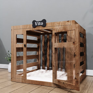 Casa para Mascotas Grande de Primera Calidad para Interiores, Cabaña para <span class=keywords><strong>Perros</strong></span> de Madera Maciza Ecológica, Villa de Lujo Duradera para <span class=keywords><strong>Perros</strong></span> - Product Image 3