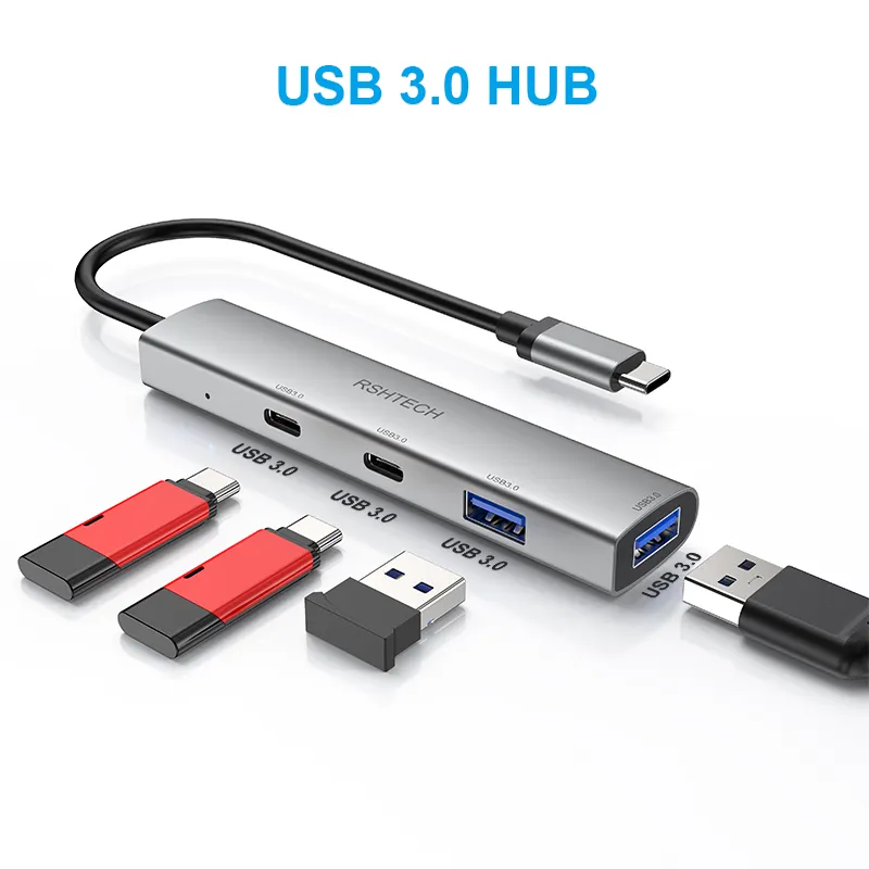 도킹 4X USB 허브 Tipo C 4 En 1 허브 멀티 포트 USB 4 포트 3.0 USB-C 도킹 맥북 프로