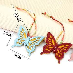 Low Moq New Design <b>Cheap</b> Colorful Leather butterfly Pendant with Cotton Rope for Personalized Leather Bag - Product Image 2