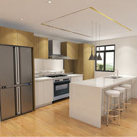 Cuisine moderne de luxe sur mesure, en kit, avec armoire de cuisine modulaire en MDF, stratifié, imitation marbre