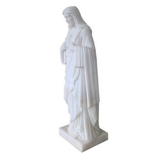 Traditional Handmade American White Marble Jesus Sacred Heart <b>Statue</b> 1 Year Warranty Tall 36" for Church Garden & Cemetery Use - Product Image 4